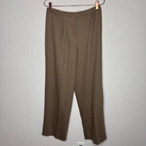 Vtg 90s Talbots Women Wool Pants 10 Camel Pleat High Waist Office Minimalist